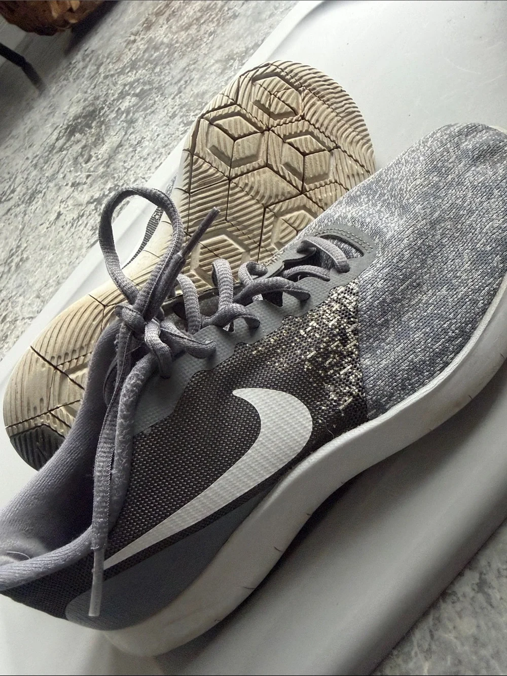 Nike Men’s Gray and White Athletic Running Shoes